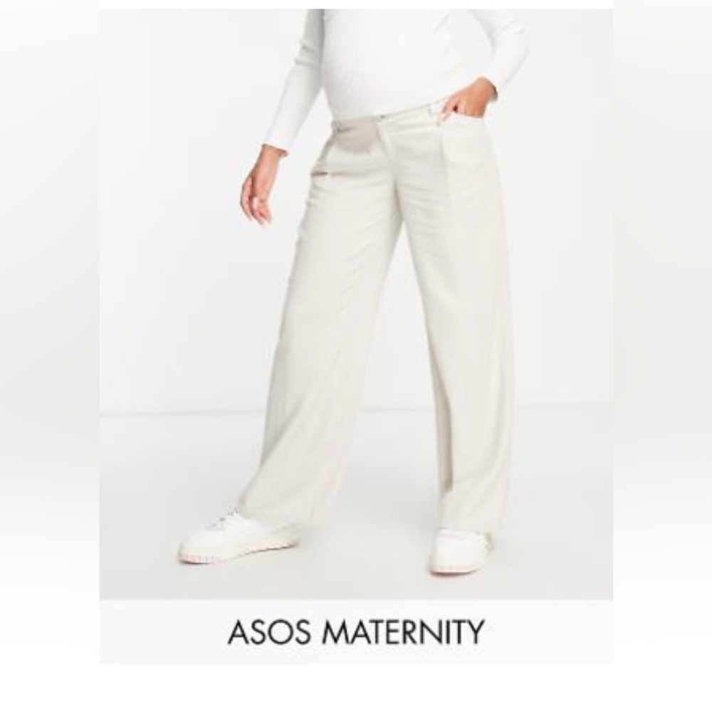 ASOS Maternity Off-White Linen Trousers